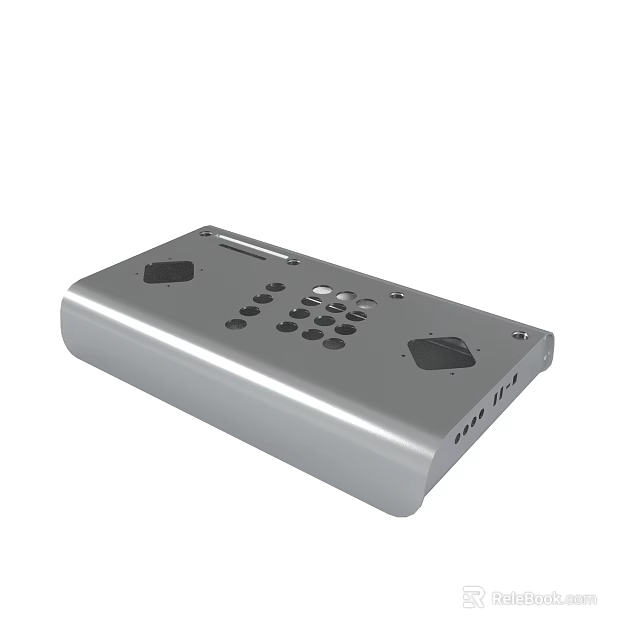 Silver Metallic Electronic Device With Control Panel Buttons And Interface Ports 3d model 