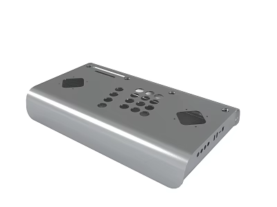 Silver Metallic Electronic Device With Control Panel Buttons And Interface Ports 3d model