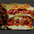 Layered Decorative Household Item Featuring Red And White Lasagna Like Design