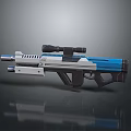 Futuristic Sci Fi Gun with Tactical Scope Blue White and Black Design 3d model