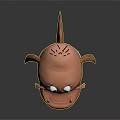 Cartoon Creature Character With Round Body Big Eyes Sharp Teeth Striped Pants And Blue Shoes