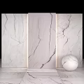 Elegant White Marble Slabs And Sphere With Natural Vein Texture 3d model