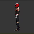 Game Movie Character With Red Helmet Red Black Jacket Black Pants Knee Pads White Gloves