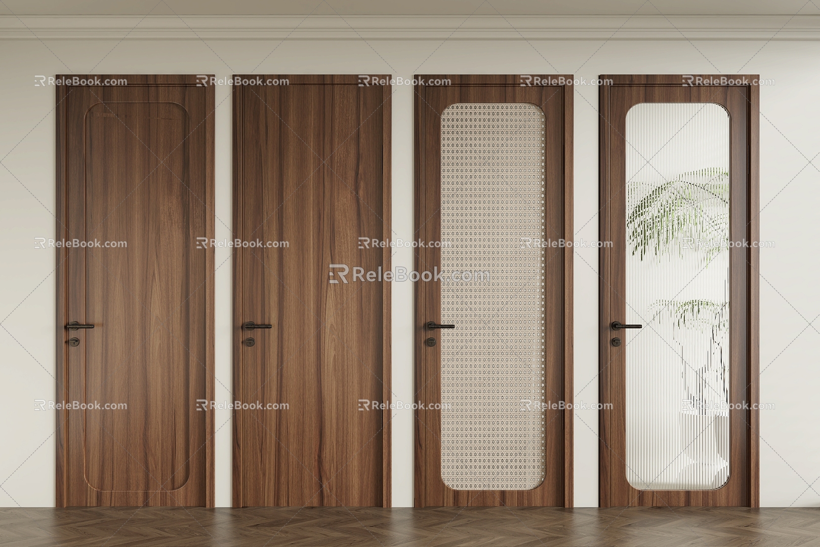 Silent air door, bedroom door, single door, bathroom door, glass door 3d model