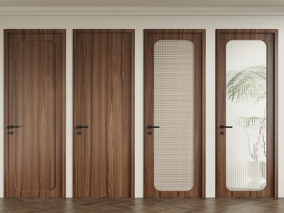 Silent air door, bedroom door, single door, bathroom door, glass door 3d model