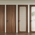 Silent air door, bedroom door, single door, bathroom door, glass door 3d model