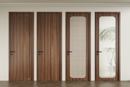 Silent air door, bedroom door, single door, bathroom door, glass door 3d model