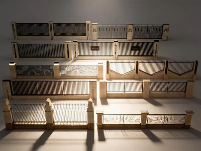 Diverse Fence Styles Featuring Decorative Railings And Intricate Patterns 3d model