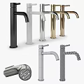 Oval Countertop Washbasins in Black White Gold and Marble with Golden Faucets