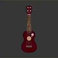 Red Shiny Ukulele With White Decorative Inlay Four Strings And Glossy Body