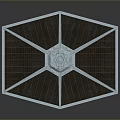 Aerospace Cosmic TIE Fighter Model With Solar Panel Wings And Detailed Design