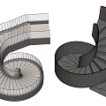 Modern Spiral Staircase Design With Light And Dark Colored Glass Elements 3d model