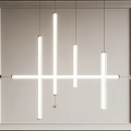 Modern Linear Chandelier With LED Tube Lights And Geometric Design Hanging In Interior
