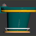 Colorful Casino Entertainment Table With Green Yellow Blue Trim And Gray Surface