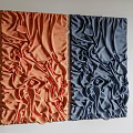 Soft Orange and Blue Plush Fabrics with Wrinkled Texture Displayed Side by Side 3d model