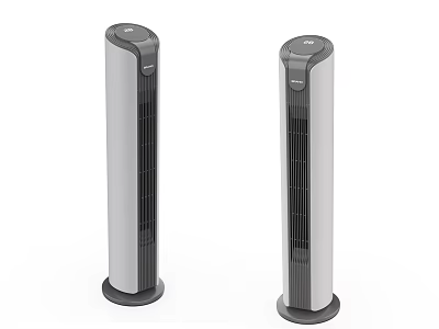 Modern Gray and Black Tower Fans as Daily Electrical Appliances with Vertical Grille Design 3d model