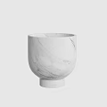 Elegant Ceramic Bowl With White Marble Texture And Pedestal Base