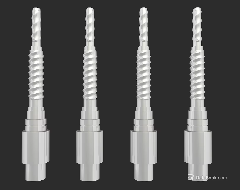 Four Stainless Steel Spiral Drill Bits For Industrial Hardware Tools Use 3d model 