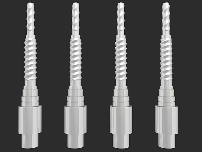 Four Stainless Steel Spiral Drill Bits For Industrial Hardware Tools Use 3d model