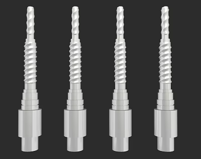 Four Stainless Steel Spiral Drill Bits For Industrial Hardware Tools Use 3d model