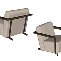 Modern Single Sofa With Fabric Upholstery And Wooden Armrest Design For Living Room