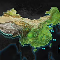 Landscape Sculpture Depicting Chinese Terrain With Mountains Rivers And Green Areas
