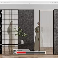 Modern partition glass screen partition 3d model