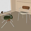 Modern Accent Chairs Green And White Cushioned Metal Frame In Bright Room With Window