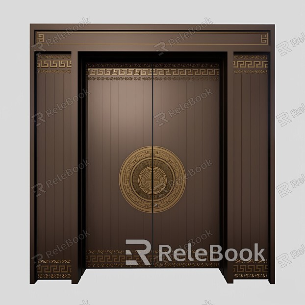 New Chinese Style Double Door Entry Door Aluminum Art Door model