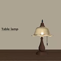 Classic Table Lamp with Cream Colored Shade and Brown Wooden Base on Desk