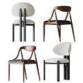 Modern Dining Chairs Featuring Different Designs Wooden Frames And Upholstered Seats 3d model