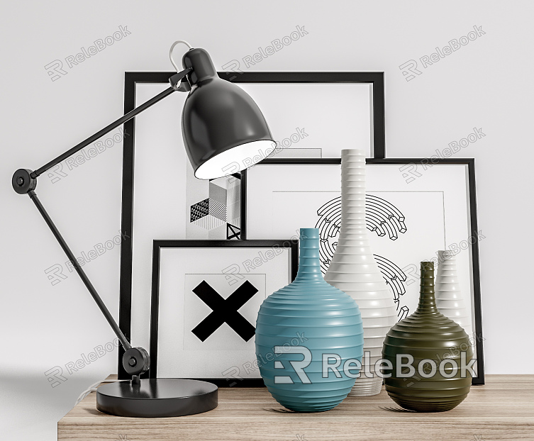 Modern Ornament Combination Vase Table Lamp Decorative Painting Ornament Combination model