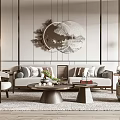 New Chinese Sofa Coffee Table Combination 3d model