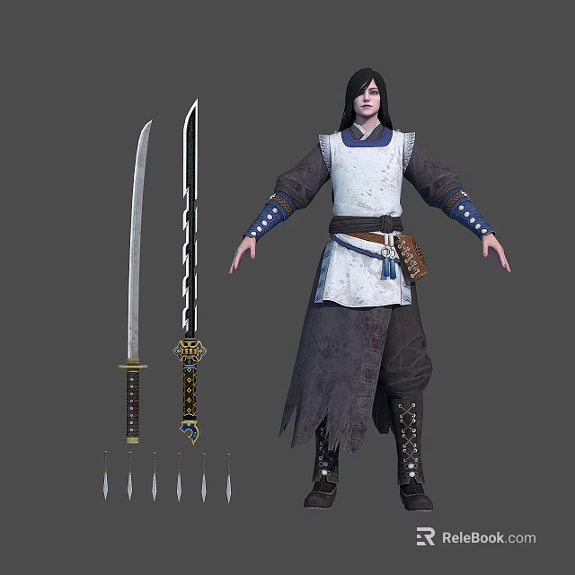 Brave Warrior Character Standing With Mythical Creature In Ancient Battlefield 3d model 