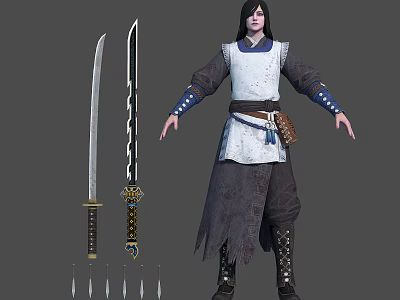 Brave Warrior Character Standing With Mythical Creature In Ancient Battlefield 3d model