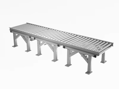 Industrial Metal Roller Conveyor With Heavy Duty Frame And Rolling Belt 3d model