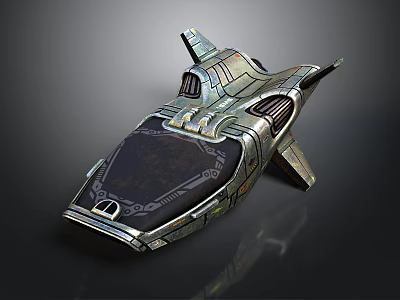 Futuristic Cosmic Spaceship With Streamlined Metallic Body And Detailed Cockpit Structure 3d model