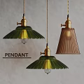 Stylish Green And Bronze Pendant Lights Featuring Fluted Shades And Brass Bases