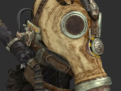 Character Mechanical Vintage Gas Mask Design With Leather Straps Metal Components And Worn Texture 3d model