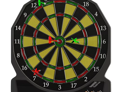 Dartboard Sports Equipment With Numbered Target Sections And Darts For Indoor Games 3d model