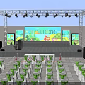 Modern Event Stage Setup With Lighting Large Screens And Rows Of Audience Seats