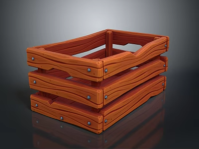 Stacked Wooden Storage Crates With Metal Rivets And Wood Grain For Home Storage 3d model