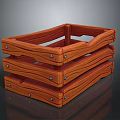 Stacked Wooden Storage Crates With Metal Rivets And Wood Grain For Home Storage