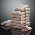 Stacked Daily Living Sacks Made Of Natural Material With Open Pouch Showing Grain