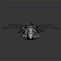 Highly Detailed Space Helicopter Model with Spinning Propellers on Gray Background