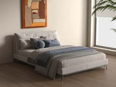 Modern Children's Bed Fabric Bed Children's Single Bed Tatami Single Bed Boys' Room Single Bed Frame Bed 3d model