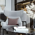 Elegant Modern Living Dining Room Interior With Sofa Chairs Coffee Table And Decorative Plants