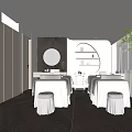 Relaxing SPA Sauna Interior Design With Massage Tables White Curtains And Marble Wall