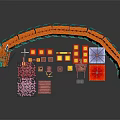 Chinese Traditional Dragon Building Block Scene With Red Lanterns Panda Pavilion And Flowers