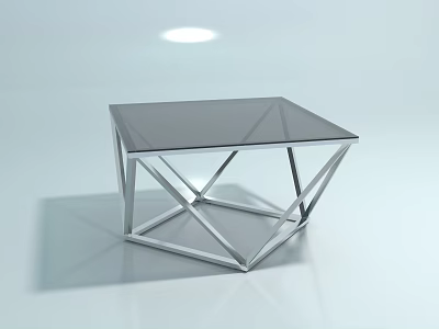 Modern Coffee Table With Glass Top And Geometric Metal Frame Design 3d model